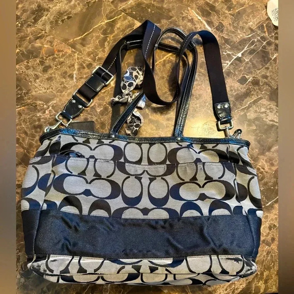 Coach Black Signature Multi-function Tote Or Diaper Bag - Picture 1 of 11